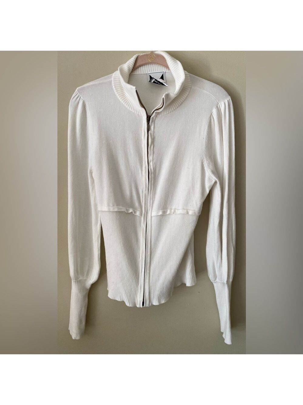 Marc Bouwer Elegant White Knit Cardigan M